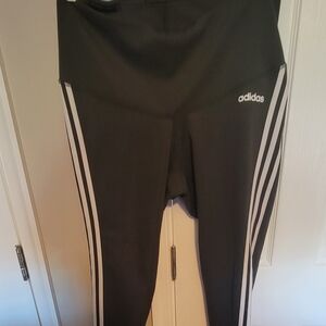 Woman's Olive Green Leggings with White Stripes